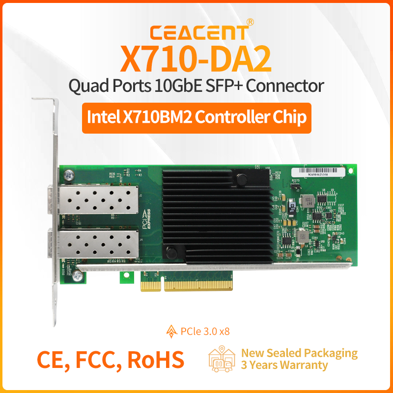 10Gb Sfp+ Pcie Network Card Dual Port - X710-DA2 Intel X710-BM2 Yonga Seti 10