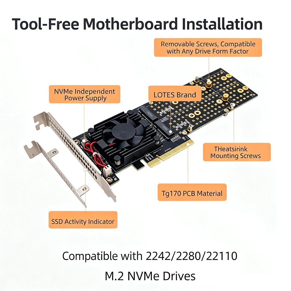 PLX8747 Dörtlü M.2 NVMe PCIe 3 - Quad M.2 Nvme Pcie Bifurcation Card incelemesi ve fiyatı